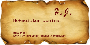 Hofmeister Janina névjegykártya